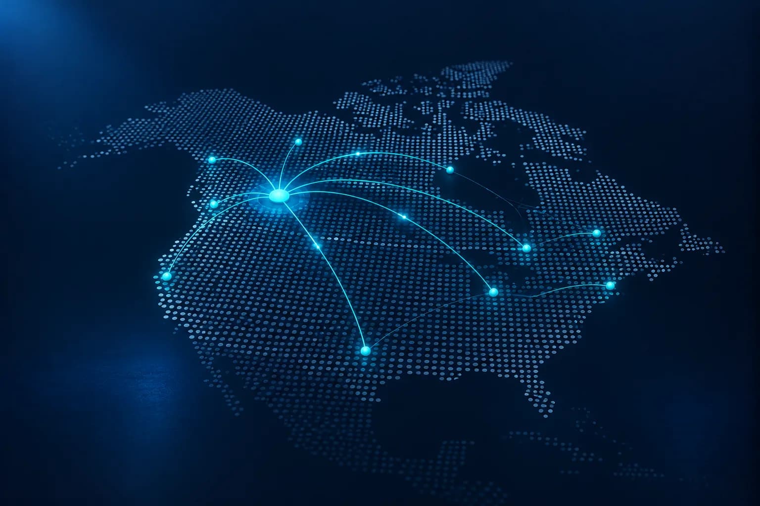 Map of Canada and the United States with connections radiating from Calgary